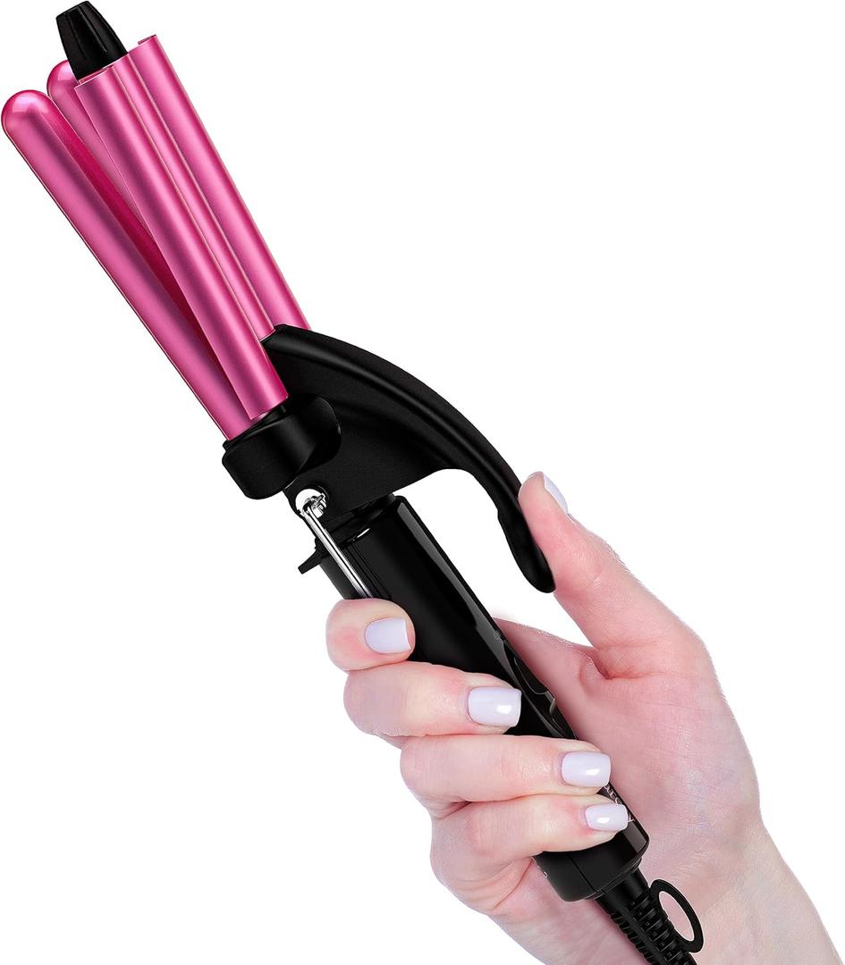 FARERY Mini Waver Curling Iron, 1/2 Inch, Hair Crimper for Women Beach Waves, Keratin & Argan Oil Infused, Dual Voltage, Pouch Bag