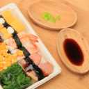Mini Serving Dishes, Bamboo Small Appetizer Plates for Desserts/Charcuterie/Snacks, Dipping Sauce Bowls Set for Condiments/Spice/Tomato Sauce, Mini Sushi Plates, 1 oz 6 Pcs