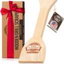 Wood Grill Scraper - Wooden BBQ Grill Brush Cleaner Alternative - Enjoy Safe & Bristle Free Barbecue (15" length)