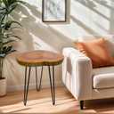 Live Edge Side Table, Natural Edge Wood End Table About 16" W x 14" D x 17" H Unique Natural Wood Table for Living Room, Bedroom, Decor (Medium)