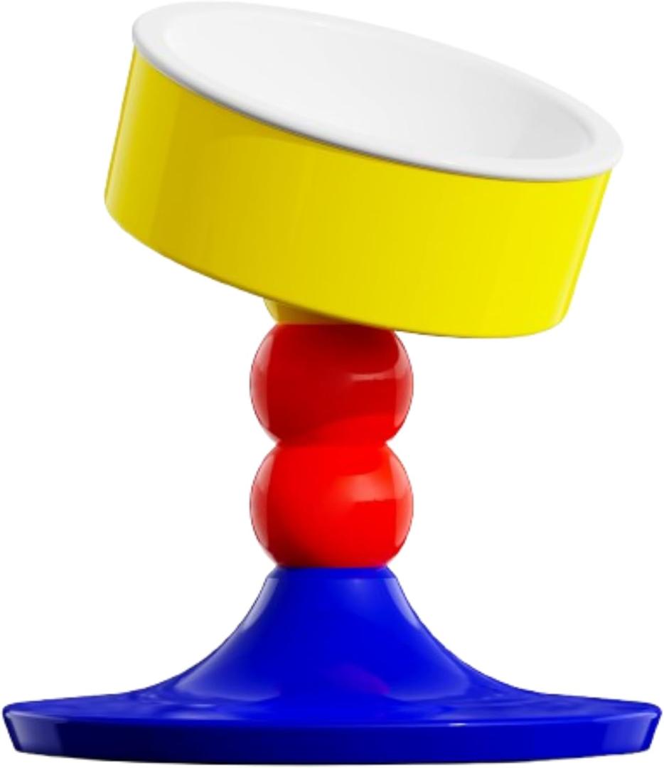 Elevated Raised Cat Dog Bowls - 15 Tilted 3 Heights Adjustable Indoor Cats Food Dish Stand, Cute Pet Water Feeder Ceramic Bowl, Neck Whisker Friendly & Anti-Vomiting Non Slip Kitten Puppy Supplies