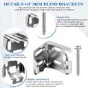Jetec 6 Pieces Mini Blind Brackets for Window Blinds, with Screws (1.38 x 1.18 Inches)