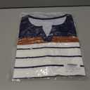 SOFIA'S CHOICE Striped Shirt Women Basic Casual V Neck Long Sleeve T Shirts Deep Blue White, X-Large