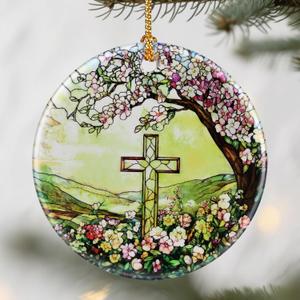 Christian Cross Ornament, Christmas Ornaments: Christmas Tree Decorations, Holiday Decor, Stocking Stuffers, Gift Ideas, Cross Gift, Religious Gifts, and Christian Gifts, 2 Pack