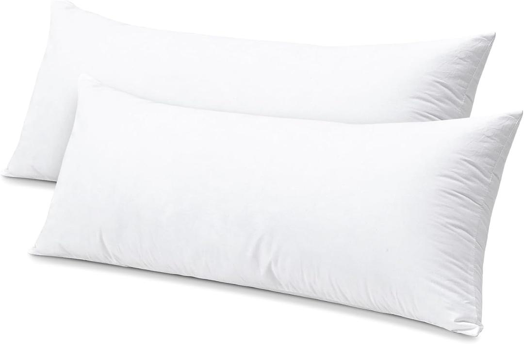 Artscope Synthetic Down Lumbar Pillow Insert, 14x36 Down Alternative Throw Pillow Insert. Ultra Soft Fluffy Sleeping Pillow with 100% Cotton Cover, Decorative Pillows Set of 2-White.