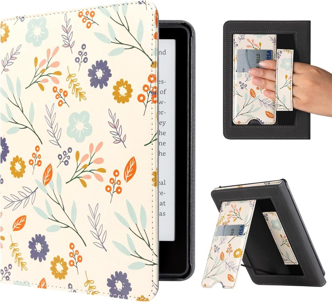 CoBak Case for Kindle - Leather Cover with Auto Sleep Wake, Hand Strap, Card Slot for Kindle Signature Edition and 11th Gen 2021 Paperwhite
