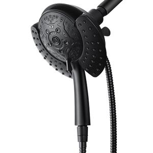 Shower Heads with Handheld Spray Combo: 7.2" Rain Shower Head & Handheld Shower Head 2-IN-1 Shower Head with 60" Hose (BLACK), Shower Trim Systems (15391-2.5 GPM)