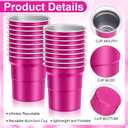 Valentine's Day 100 Pack 16 oz Aluminum Cups Bulk, Metal Recyclable Aluminum Drinking Cups for Party Sturdy Reusable Coffee Cup Disposable Cold Drink Beer Cup for Family Gathering Festival (EXP 12/10/36)