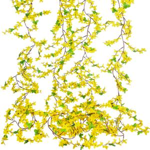 CISDUEO 4Pcs Artificial Flowers Vine Silk Flower Garland Spring Yellow Flowers Artificial Jasmine Vines for Decoration Fake Flower Vine Hanging Ivy for Wall Party Wedding Arch Home Indoor Outdoor