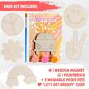 BOIKOKY 12 Pack Pre-Packaged Groovy Party Favors, Wooden Retro Cutouts with Magnets & Painting Kits for Kids, 70s Theme Birthday Decorations & Thank You Gifts for Guests