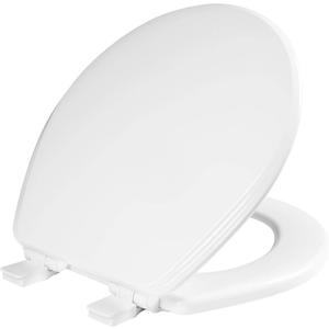 Bemis Ashland Modern Wood Toilet Seat with Decorative Edge, Slow Close, Secure Hinges, Made in USA, Round, White