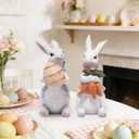 Hodao Handcrafted Wooden Easter Bunny Figurine Decoration  Celebrating Spring with Cute Rabbit, Good for Easter Home Decor  Ideal Gift for Spring Festivals (White-2)