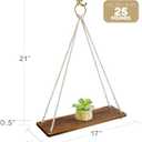 t of 2 Rope Shelves for Wall Hanging Shelf - Room Decor - House Decor - Rope Shelf | 2 Vintage Decor Hooks 2 Big Brass Rings Rope Hanging Shelves for Wall (Torched Rustic Brown)