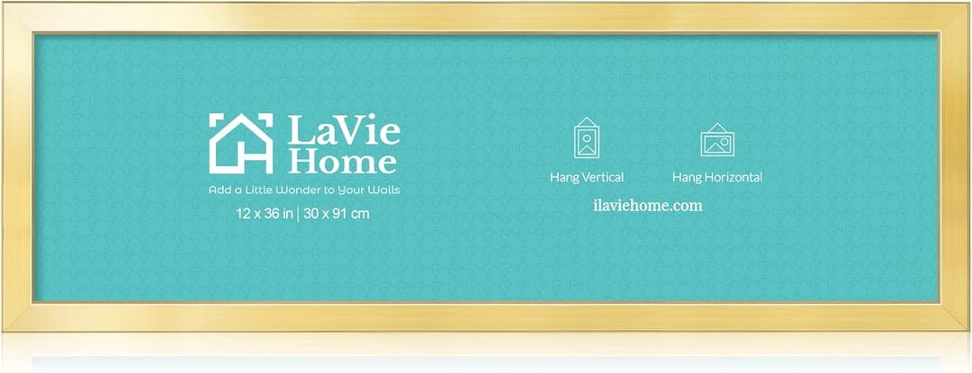 LaVie Home 12x36 Picture Frame Gold, Panoramic Picture Frame for Wall Decoration, Classic Gold Minimalist Style Suitable for Decorating Houses, Offices, Hotels1 Pack