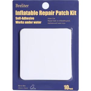 Inflatable Patch Repair Kit - Waterproof TPU Pool Repair Tape, Heavy Duty Repair Patch for Air Mattress, Bounce House, Inflatable Toys, Tent, Swimming Ring - 10 Packs of 4in x 4in, Square