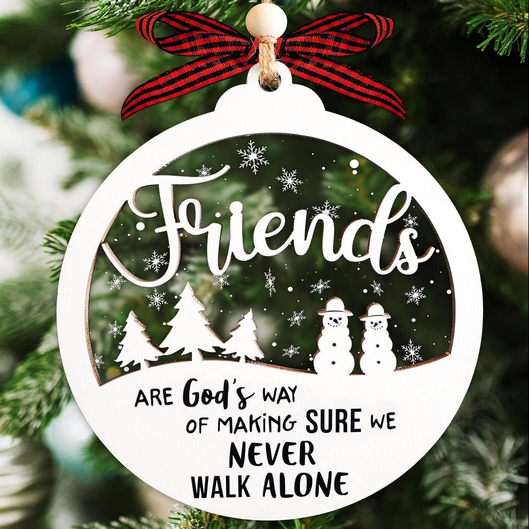 Friendships Ornament, 2 Layer Friends Christmas Ornaments, Friends Ornament, for Women, Friendship Ornaments for Women Friend, New Year Gift, Friendship Gifts (White 1)