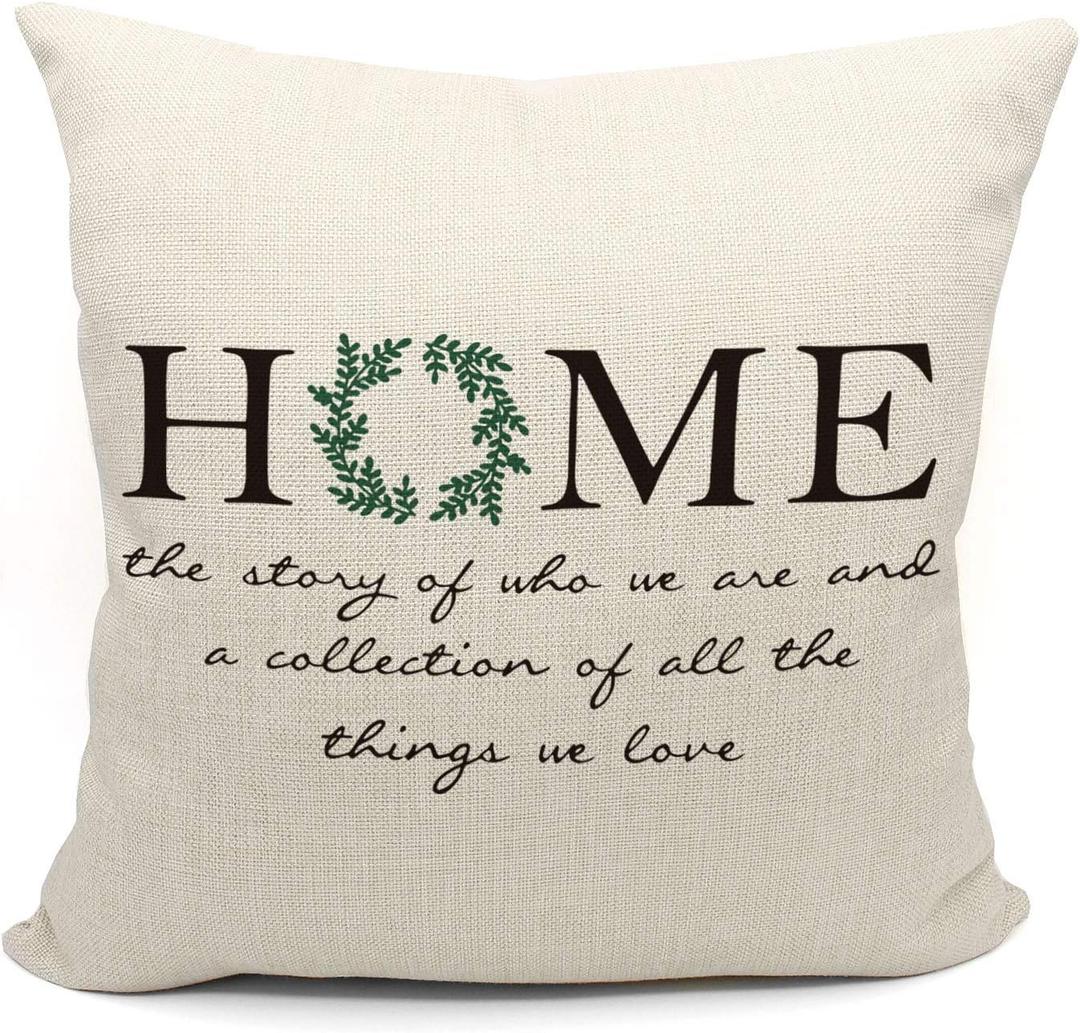 Mancheng-zi Home Sweet Home Pillow, Farmhouse Pillow Covers 18x18, Our Guest Pillow (Color-5)