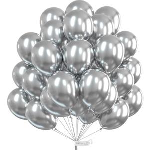 PartyWoo Silver Balloons 100pcs 12 Inch Silver Latex Helium Balloons for Birthday Wedding Anniversary Graduation Bachelorette Engagement Bridal Shower Retirement Party Decorations Silver-G102