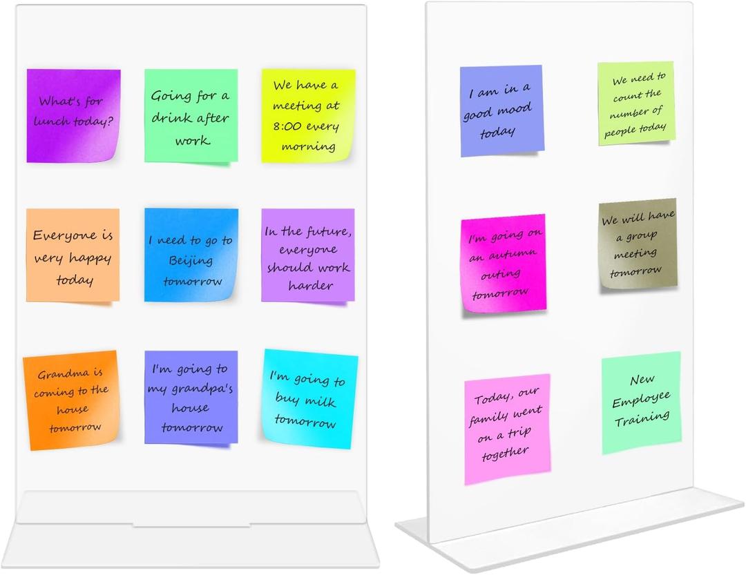 2Pcs Transparent Large-Size Removable Sticky Note Holder,Portable Monitor Memo BoardDesktop Memo Message Board, for Any Laptop and Desktop, No Screen Damage.