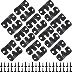 20PCS 1.69 x 0.75 inch Black Flush Mount Bracket Stainless Steel Interlock Hanging Buckle Z Clips Headboard Wall Mounting Brackets French Cleat Picture Hanger Heavy Duty with 40PCS Screws