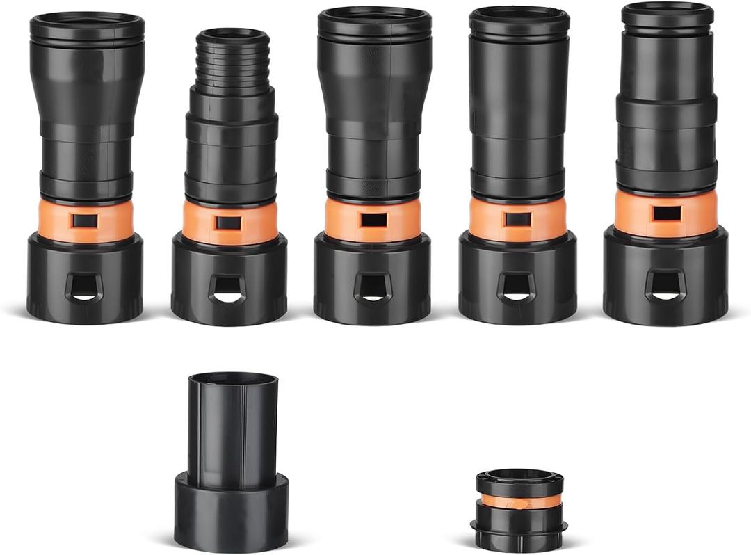 7-Piece Shop Vac Hose Adapter Kit for 1-1/4" Hose, Multi-Size Vacuum Hose Adapters 1-2/3", 1-1/3", 1.1", 0.9", 1-3/4", Universal Shop Vac Attachments & Vacuum Fittings for Sanders, Circular Saws