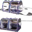 Mispace Portable Twin Compartment Show House Cat Cage/Condo - Easy to Fold & Carry Kennel - Comfy Puppy Home & Dog Travel Crate with Portable Carry Bag/Two Hammocks/Mats and Collapsible Litter Box