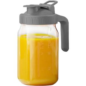 Mason Water Jar Wide Mouth 24 oz Mason Jar Sealed Plastic Lid with Pouring Air Tight Leak Proof Suitable for Tea, Milk, Lemonade, Juice, Coffee, Beverages, Etc