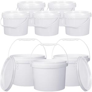 Leinuosen 8 Pcs 2 Gallon Plastic Food Safe Bucket with Lid and Handle Durable Heavy Duty Bucket Set Pail Container for Multipurpose Storage Paint Art Crafts Projects(White)