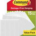 Command 15 lb Large 120 Pairs Picture Hanging Strips (240 Strips), Damage-Free Hangers for Picture Frames, No Tools Required, Great for Home Room Wall Decor, White Adhesive