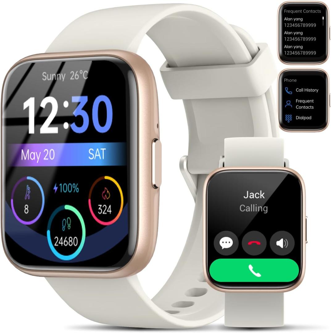 Smart Watch for Men Women - Answer/Make Calls/Quick Reply/AI Voice Assistant, 1.83" for Android iPhone Samsung Compatible IP68 Smartwatch Fitness Tracker Blood (Rose Gold+Beige, 1.83")
