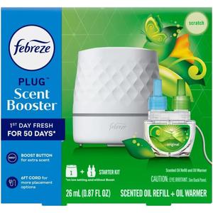 Febrez.e Plug Scent Booster Starter Kit, (1) Booster and (1) 0.87 fl oz Refill (Original)