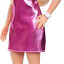 Barbie Fashionistas Doll #230 with Blond Hair, Wearing Metallic Pink Minidress with Heart Cut-Out, White Bracelet and Heels