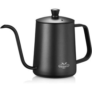 MERMOO YILAN Gooseneck Coffee Kettle 21oz Pour Over Drip Pot 600ml Long Narrow Spout Stainless Steel Water Dripper Kettle for Tea & CoffeeBlack)