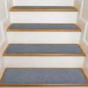 Bullnose Non-Slip Stair Treads for Wooden Steps, Carpet Stair Treads for Indoor Runner, Pet Friendly Soft Stair Rugs, Edging Stair Protectors Reusable, Washable, 30"x9.5"x1.5" 14pcs, Red