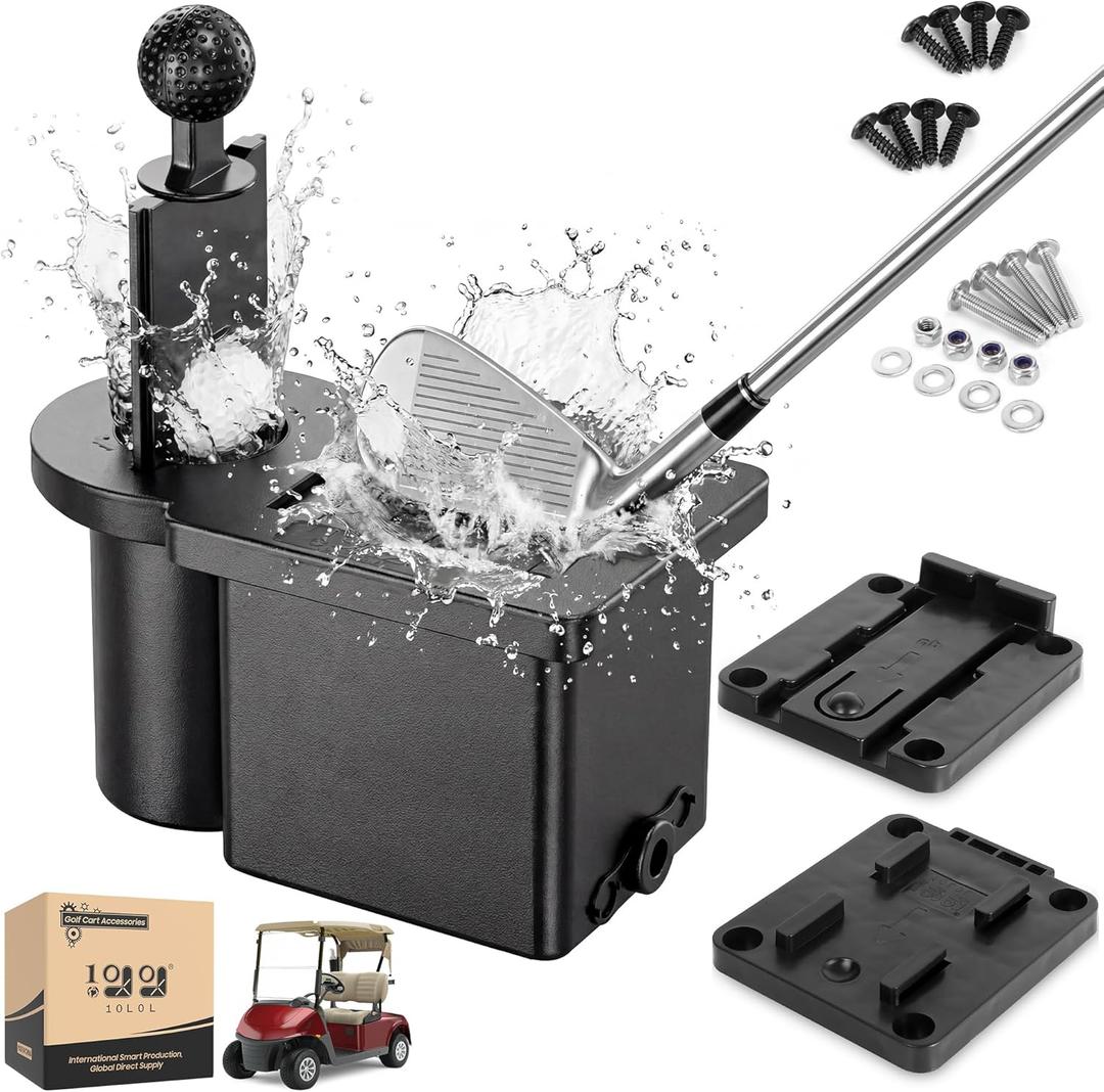 10L0L Golf Cart Ball Washer and Club Cleaner Kit, Detachable Golf Club Head and Ball Washer Golf Cleaner for EZGO Club Car Yamaha (Black)