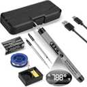 Mini Cordless Soldering Iron Kit, USB Rechargeable Portable Cordless Soldering Iron, LCD Digital Adjustable Temperature Thermostatic Soldering Gun for Home Appliance Repair, DIY (Grey)