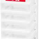 IRIS USA Plastic Drawer Storage Organizer Rolling Cart, with Wheels Casters, 6-Drawers, for Classroom Art Craft Supplies Dresser Closet Bathroom Laundry Room, White/Clear