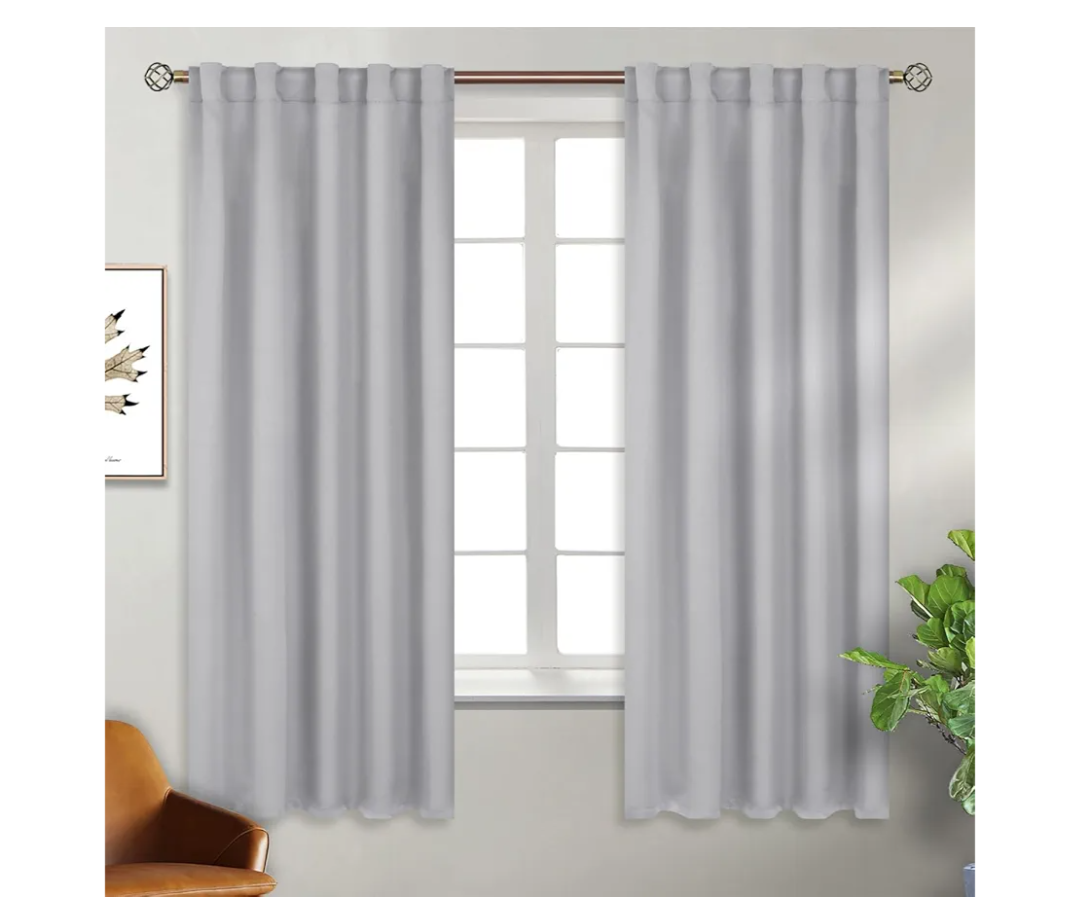 BGment Light Grey Blackout Curtains for Bedroom - Thermal Insulated Room Darkening Rod Pocket and Back Tab Window Curtains for Living Room, 2 Window Curtain Panels, 40 x 46Inch