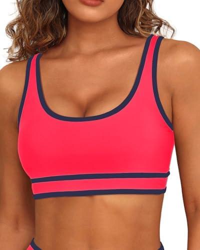 Women Sports Bra Bikini Top Athletic Bathing Suit Swimsuit Top for Teen Girls, Medium