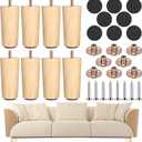 8 Pieces Round Solid Furniture Legs 4 Inch Natural Wooden Couch Leg Replacement Legs Dresser Sofa Couch Leg for Armchair, Cabinet, Chair, Dresser or Home DIY Projects