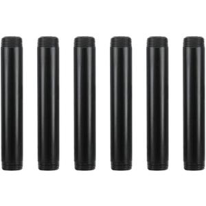 GeilSpace 6 Pack 3/4"  6" Pre-Cut Black Metal Pipe, Industrial Steel Fits Standard Three Quarters Inch Black Threaded Pipes and Fittings - Vintage DIY Industrial Shelving (3/4"  6")