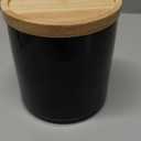 Sweejar Kitchen Canisters Ceramic Food Storage Jar, Stackable Containers with Airtight Seal Wooden Lid for Serving Ground Coffee, Tea, Sugar, Salt and More - 16 Fl Oz (Black)