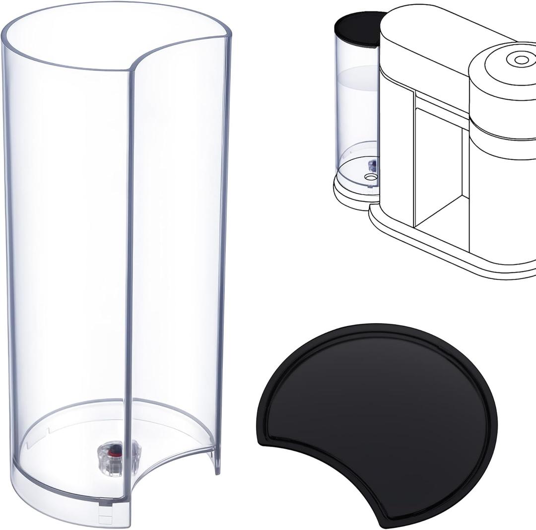 Water Tank Reservoir Replacement & Black Lid Cover Compatible with Nespresso Vertuo Next, Compatible with Krups XN910B XN9105 XN910C Coffee Machine, Coffee Machines Replacement Parts, Clear