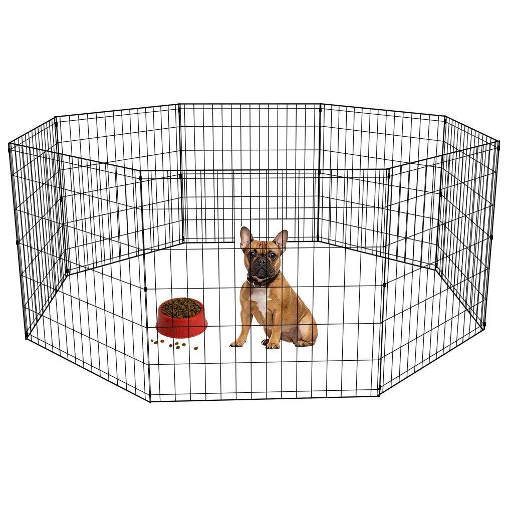 Bestpet 24 Tall Foldable Dog Playpen Crate Fence Pet Kennel Play Pen Exercise Cage 8 Panel Black, 24"