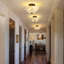 Semi Flush Mount Ceiling Light Fixture Vinatge Black Ceiling Lights Mid Century Modern Clear Glass Close to Ceiling Lighting Fixtures for Bedroom Hallway Foyer Bathroom Kitchen Laundry Room Nursery