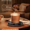 Coffee Mug Warmer for Desk, 50W Fast Heating Cup Warmer with Smart Display, 4 Temps & 12H Timer, Auto Shut Off for Tea, Milk, Hot Drinks - Wood Effect