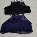 Avidlove   2 Pcs Bralettes Wireless Lace Camisoles Racerback Double-Layered Y2K Crop Top (Medium, Black Navy Blue)