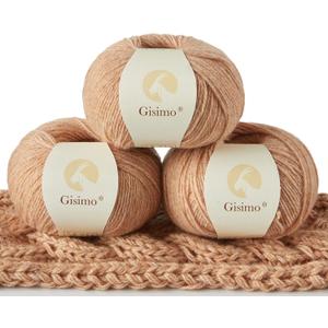 100% Inner Mongolian Cashmere Yarn Luxurious Hand Knitting Yarn Home Necessity for DIY Crafts (3 balls, Khaki)