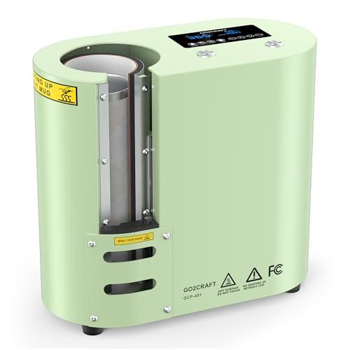 GO2CRAFT Auto Seamless Tumbler Heat Press Machine for Full Print, Automatic Rotation Advanced Cup Heat Press with Fast & Even Heating, 4 Memory Modes for 11-30oz Tumblers, Mug, Glasses(Green)
