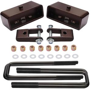 2'' Rear Leveling Lift Block Kits for 2007-2024 Silverado 1500 Sierra 1500 with 2-4" Rear Shock Extensions and Extra Long Square Leaf Spring Axle U Bolts